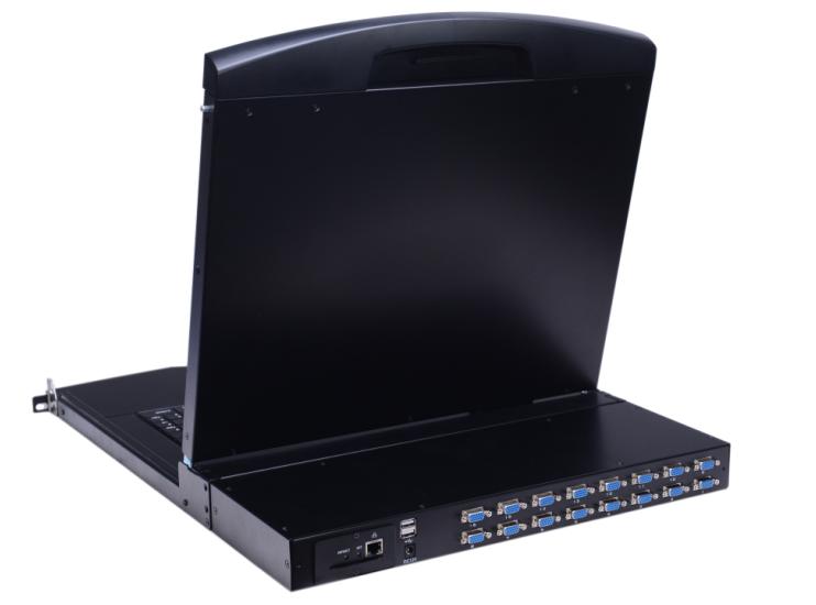 AI-9116ULS (Single Rail, VGA Series 19” LCD KVM Switch 16 Ports with IP )